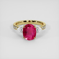 3.28 Ct. Pinkish Red Ruby Ring, 14K Yellow Gold 1