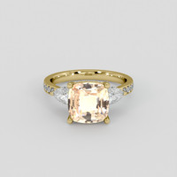 4.05 Ct. Peach Sapphire Ring, 14K Yellow Gold 1