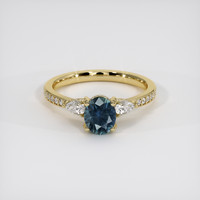 1.72 Ct. Greenish Blue Sapphire Ring, 14K Yellow Gold 1