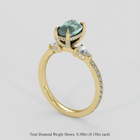 2.29 Ct. Bluish Green Sapphire Ring, 14K Yellow Gold 2
