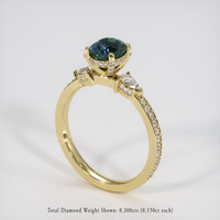 1.72 Ct. Greenish Blue Sapphire Ring, 18K Yellow Gold 2