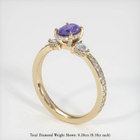 0.78 Ct. Violet Sapphire Ring, 18K Yellow Gold 2