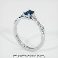 0.72 Ct. Greenish Blue Sapphire Ring, Platinum 950 2