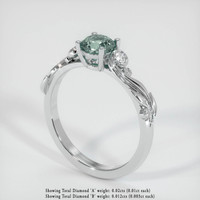 0.74 Ct. Bluish Green Sapphire Ring, Platinum 950 2
