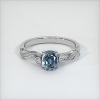 1.05 Ct. Greenish Blue Sapphire Ring, Platinum 950 1