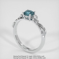 0.81 Ct. Greenish Blue Sapphire Ring, Platinum 950 2