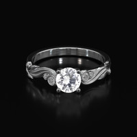 0.84 Ct. White Sapphire Ring, Platinum 950 1