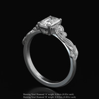 1.03 Ct. White Sapphire Ring, Platinum 950 2