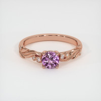 0.77 Ct. Pinkish Purple Sapphire Ring, 14K Rose Gold 1