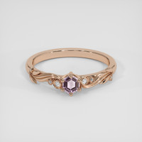 0.21 Ct. Purplish Pink Sapphire Ring, 18K Rose Gold 1