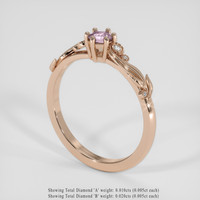 0.21 Ct. Purplish Pink Sapphire Ring, 18K Rose Gold 2