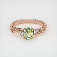 0.96 Ct. Yellowish Green Sapphire Ring, 18K Rose Gold 1
