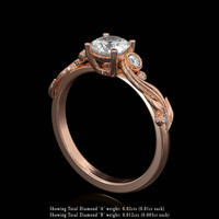 0.84 Ct. White Sapphire Ring, 18K Rose Gold 2