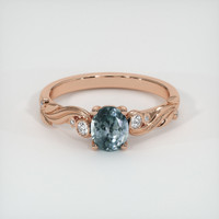 1.12 Ct. Greyish Blue Sapphire Ring, 18K Rose Gold 1