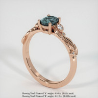 1.12 Ct. Greyish Blue Sapphire Ring, 18K Rose Gold 2