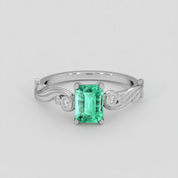 1.09 Ct. Emerald Ring, Silver 1