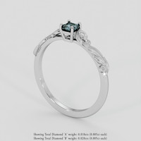 0.40 Ct. Greenish Blue Sapphire Ring, Silver 2