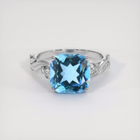5.66 Ct. Swiss Blue Topaz Ring, 10K White Gold 1