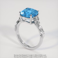 5.66 Ct. Swiss Blue Topaz Ring, 10K White Gold 2