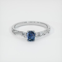 0.72 Ct. Greenish Blue Sapphire Ring, 14K White Gold 1