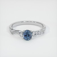 0.81 Ct. Greyish Blue Sapphire Ring, 14K White Gold 1