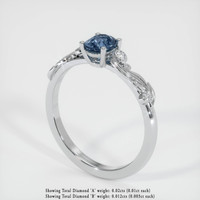 0.81 Ct. Greyish Blue Sapphire Ring, 14K White Gold 4