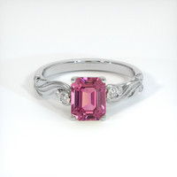 2.08 Ct. Pink Sapphire Ring, 14K White Gold 1