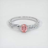 0.57 Ct. Padparadscha Sapphire Ring, 14K White Gold 1