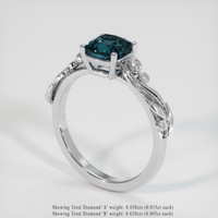 1.37 Ct. Greenish Blue Sapphire Ring, 14K White Gold 2