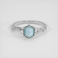 1.02 Ct. Bluish Green Sapphire Ring, 14K White Gold 1