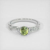 0.67 Ct. Yellowish Green Sapphire Ring, 14K White Gold 1