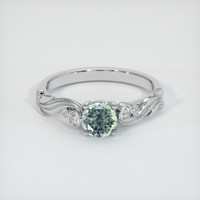 0.74 Ct. Bluish Green Sapphire Ring, 14K White Gold 1