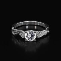 0.84 Ct. White Sapphire Ring, 14K White Gold 1