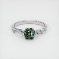 1.40 Ct. Yellowish Green Sapphire Ring, 14K White Gold 1