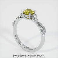 0.80 Ct. Greenish Yellow Sapphire Ring, 14K White Gold 1