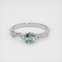 0.84 Ct. Bluish Green Sapphire Ring, 14K White Gold 1