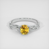 1.04 Ct. Yellow Sapphire Ring, 14K White Gold 1