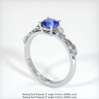 0.79 Ct. Blue Sapphire Ring, 18K White Gold 2