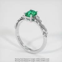 0.69 Ct. Emerald Ring, 18K White Gold 2