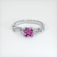 0.73 Ct. Pinkish Purple Sapphire Ring, 18K White Gold 1