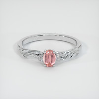 0.57 Ct. Padparadscha Sapphire Ring, 18K White Gold 1