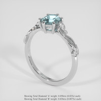 1.02 Ct. Bluish Green Sapphire Ring, 18K White Gold 2