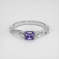 0.66 Ct. Bluish Purple Sapphire Ring, 18K White Gold 1