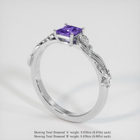 0.66 Ct. Bluish Purple Sapphire Ring, 18K White Gold 2
