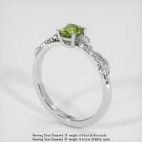 0.67 Ct. Yellowish Green Sapphire Ring, 18K White Gold 2