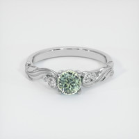 0.76 Ct. Yellowish Green Sapphire Ring, 18K White Gold 1