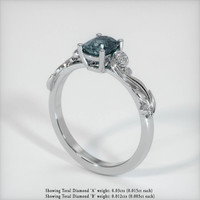 1.05 Ct. Greenish Blue Sapphire Ring, 18K White Gold 2