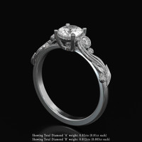 0.84 Ct. White Sapphire Ring, 18K White Gold 2