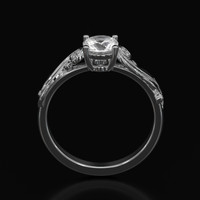 0.84 Ct. White Sapphire Ring, 18K White Gold 3