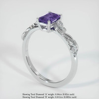 0.75 Ct. Purple Sapphire Ring, 18K White Gold 2